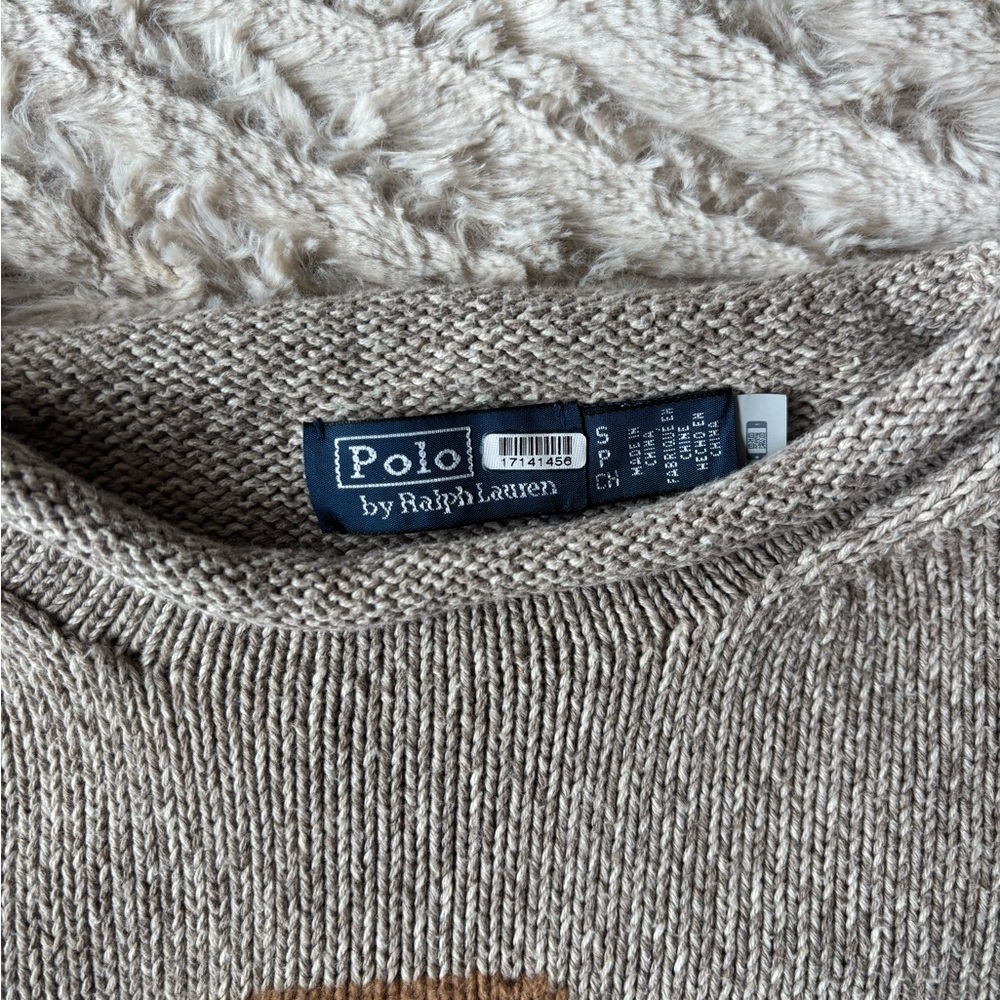 Ralph Lauren Beige Bear Sweater S - Picture 2 of 6